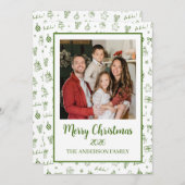 Launisch Handgezeichnete Kritzelei Grün Feiertagskarte (Vorne/Hinten)