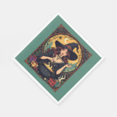 Launisch verzaubernde Hexe mit Spinnen Serviette (Ecke)