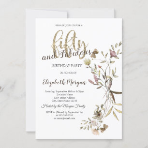 Launische Aquarell-Wildblume 50. Geburtstag Einladung