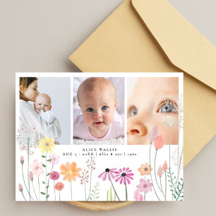 Launische Blumen 3 Foto Neuer Baby Danke Postkarte