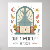 Launische Blumen am Cottagefenster Illustration Poster (Vorne)