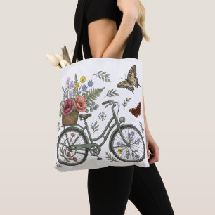 Launische Blumen Fahrrad & Schmetterlinge Leinwand Tasche