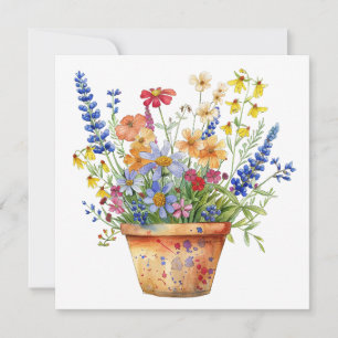 Launische Blumen in Blumentopf Florale Illustratio Karte