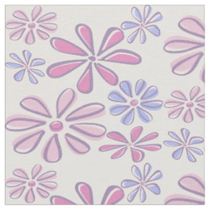 Launische Blumenskizzenmuster Soft Lila Rosa Stoff