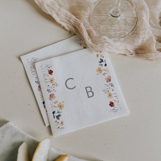 Launische Boho-Wildblumen-Monogramm-Servietten Serviette