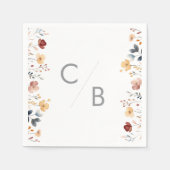 Launische Boho-Wildblumen-Monogramm-Servietten Serviette (Vorderseite)