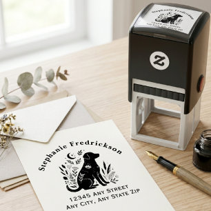 Launische Botanische Florale Silhouette Hunde-Elte Permastempel