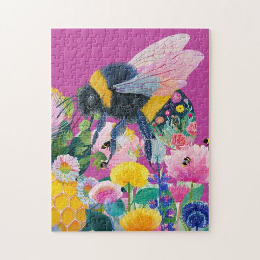 Launische Bunte Honigbiene Wildblume Puzzle (Vertikal)
