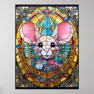 Launische Buntglas-Maus mit Eicheln Poster