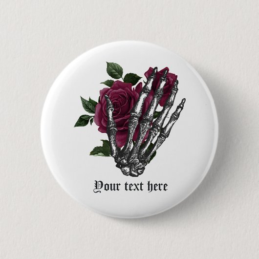 Launische Burgunder Blumen Gothic Button (Vorderseite)