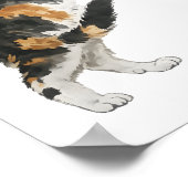 Launische Calico-Katze und Schmetterling Wasserfar Poster (Ecke)