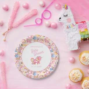 Launische Einhörner Mädchen Baby Shower Pappteller