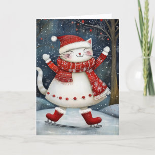 Launische Eislaufkatze Weihnachten