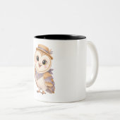 Launische Eule mit Strohhut Zweifarbige Tasse (VorderseiteRechts)