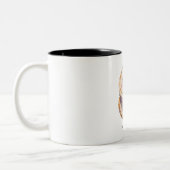 Launische Eule mit Strohhut Zweifarbige Tasse (Links)