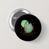 Launische Eule Wasserfarben-Stil Name Schule auf d Button (Vorne & Hinten)