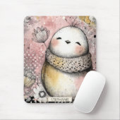 Launische Eulen-Blumen-Aquarell-Kunst Mousepad (Mit Mouse)