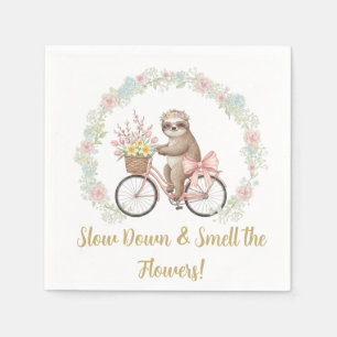 Launische Faultier- & Blumen-Baby-Party-Papier-Ser Serviette