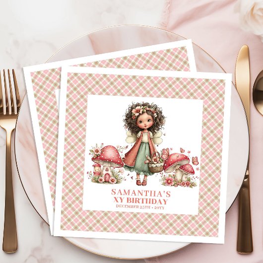 Launische Feen Rosa Blumen Benutzername Party Serviette