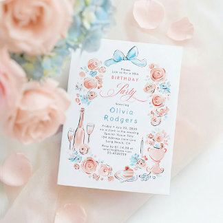 Launische florale, handgezeichnete Coquette-Schlei Einladung