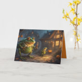 Launische Frösche Süßigkeiten oder Saures Hallowee Karte (Gelbe Blume)