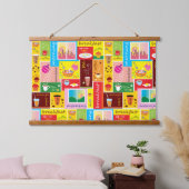 Launische Frühstücksmuster Wandteppich Mit Holzrahmen (Schlafzimmer)
