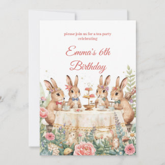 Launische Gartenteeparty-Geburtstagsfeier des Hase Einladung