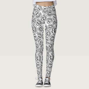 Launische Gesichter: Spielzeug Schwarz-Weiß-Cartoo Leggings