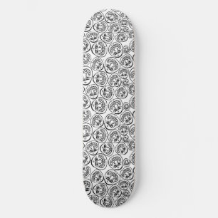 Launische Gesichter: Spielzeug Schwarz-Weiß-Cartoo Skateboard