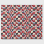 Launische Gingham-Weihnachts-Patchwork-Quilt Geschenkpapier (Flach)