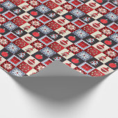 Launische Gingham-Weihnachts-Patchwork-Quilt Geschenkpapier (Ecke)