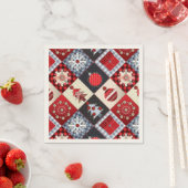 Launische Gingham-Weihnachts-Patchwork-Quilt Serviette (Beispiel)