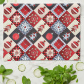 Launische Gingham-Weihnachts-Patchworkdecke Handtuch (Gefaltet)