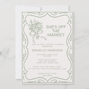 Launische Grüne Sie ist vom Markt Bridal Shower Einladung
