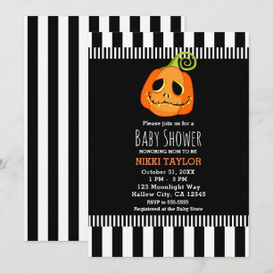 Launische Halloween-Babyparty mit Kürbis Einladung