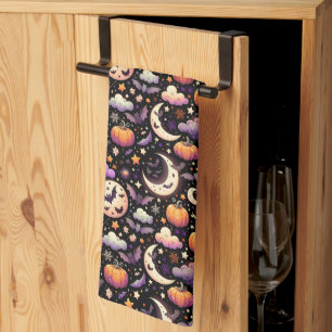 Launische Halloween-Nacht-Himmel-Pattern Geschirrtuch