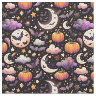 Launische Halloween-Nacht-Himmel-Pattern Stoff