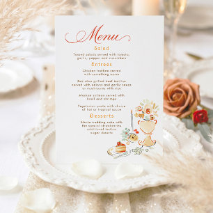 Launische handgezeichnete erdige Herbst-Hochzeitsm Menükarte