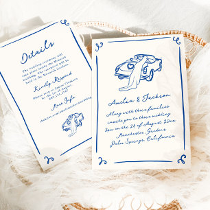 Launische Handschriftliche Navyblau + Details Hoch Einladung