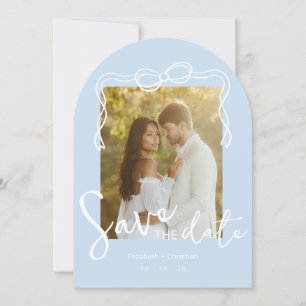 Launische hellblaue Bogen-Foto-Save-the-Date-Karte Einladung