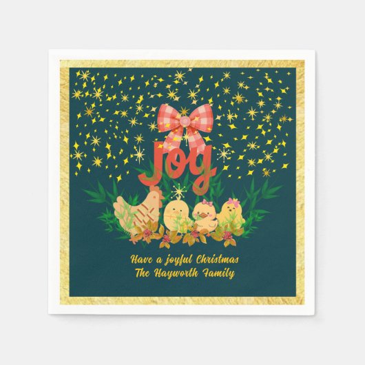 Launische Henne-und-Küken-Weihnachts-Papier-Servie Serviette (Vorderseite)