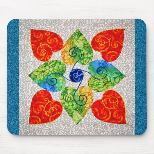 Launische Herz-Steppdecke - Block #1 Mousepad (Vorne)