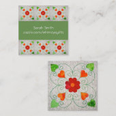 Launische Herz-Steppdecken-Visitenkarten Quadratische Visitenkarte (Vorne/Hinten)