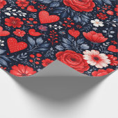 Launische Herzen und Blumen Geschenkpapier (Ecke)