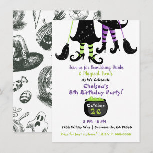 Launische Hexen Moderne Hexe Halloween Geburtstag Einladung