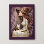 Launische Hexenkatze Halloween-Mond-Button Button (Vorderseite)