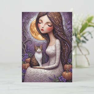 Launische Hexenkatze Halloween Mystische Mondkarte Karte