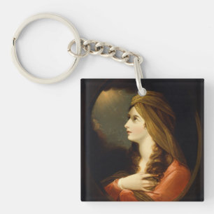 Launische Himmelslicht-Lady Rote Turban-Kunst Schlüsselanhänger