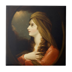 Launische Himmelslicht-Lady Roter Turban Art Fliese
