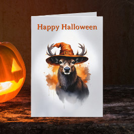 Launische Hirsch Orange Hexenhut Halloween Karte